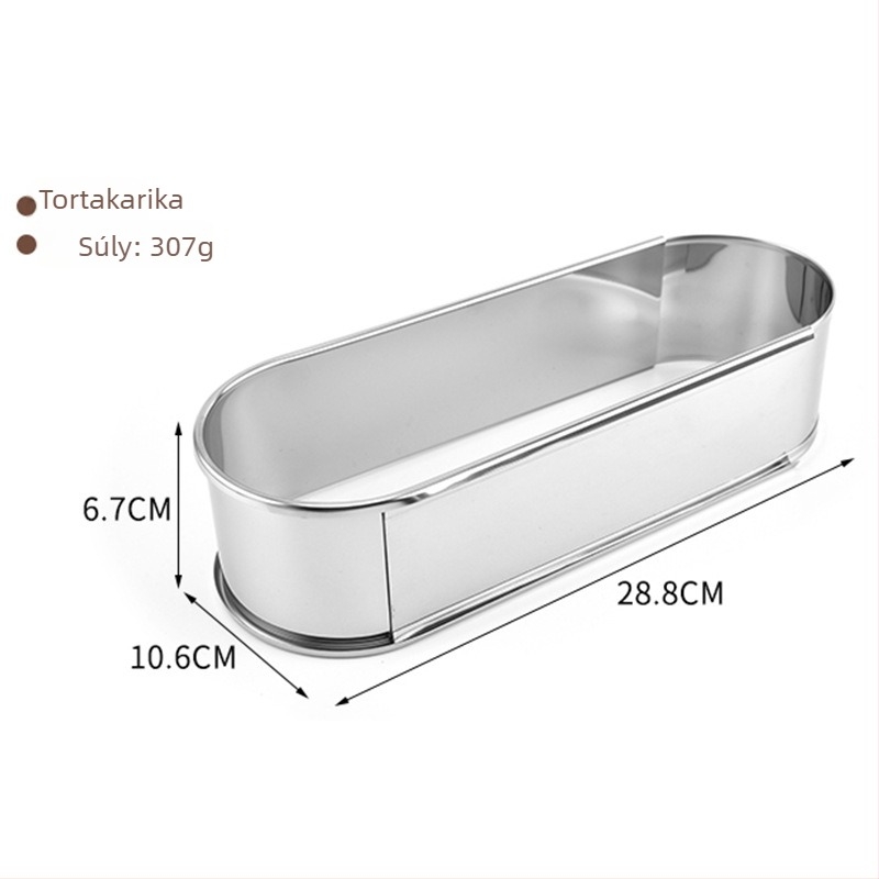 Rozsdamentes acélból készült elliptikus mousse gyűrű, tapadásmentes, teleszkópos, állítható süteményforma