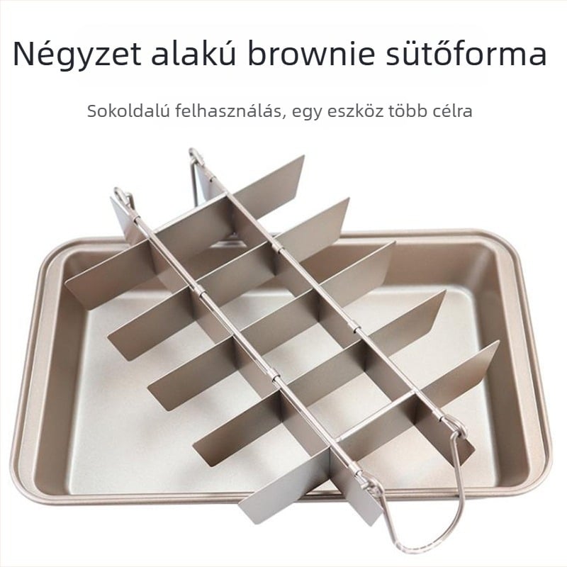 Brownie-tepsi tapadásmentes bevonattal, téglalap alakú sütőforma, szénacélból, vastag alj, méretek 31.5 × 20.5 × 5.7 cm