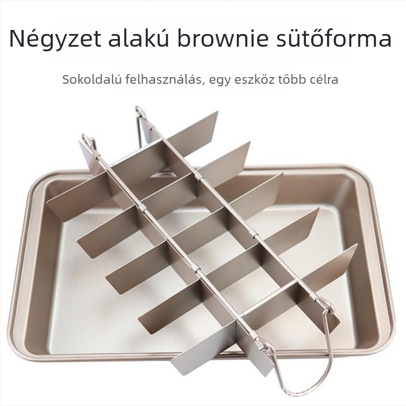Brownie-tepsi tapadásmentes bevonattal, téglalap alakú sütőforma, szénacélból, vastag alj, méretek 31.5 × 20.5 × 5.7 cm