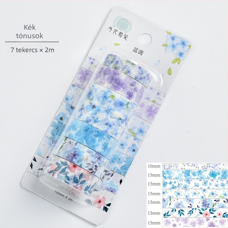 Kézzel rajzolt cseresznyvirágos washi tape napló dekorációhoz, japán nyári stílusban