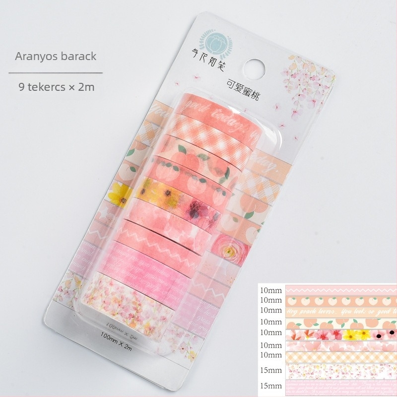 Kézzel rajzolt cseresznyvirágos washi tape napló dekorációhoz, japán nyári stílusban