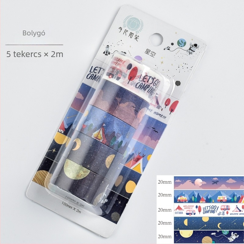Kézzel rajzolt cseresznyvirágos washi tape napló dekorációhoz, japán nyári stílusban