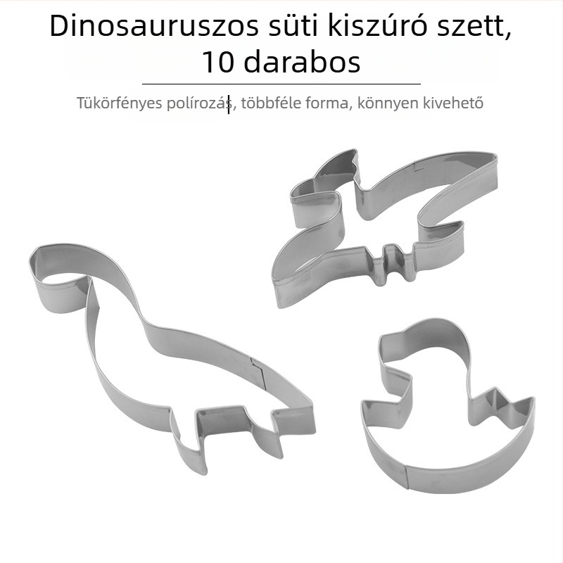 Rozsdamentes acél dinoszaurusz süteményforma, rajzfilm állat sorozat, DIY sütéshez tortaforma gyümölcs- és zöldségrelieftel