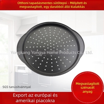Kör alakú sütőforma szénacélból belső és külső tapadásmentes bevonattal, pizza és sütemények számára, méretek 37×33×2 cm, falvastagság 0,4 mm