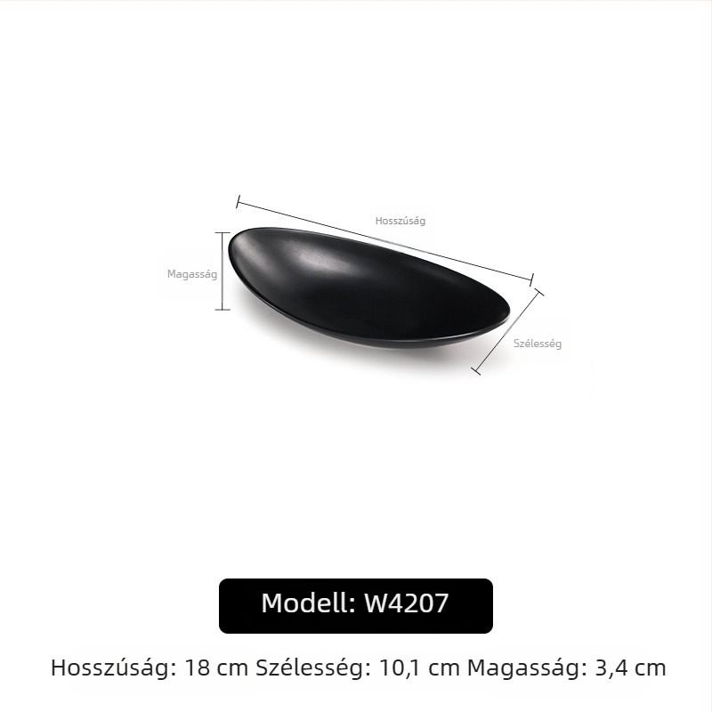 A5 melamintányér forró pothoz és grillhez, téglalap alakú, fekete, műanyag porcelán-imitáció, kereskedelmi használatra