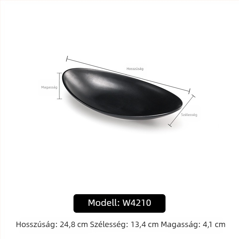 A5 melamintányér forró pothoz és grillhez, téglalap alakú, fekete, műanyag porcelán-imitáció, kereskedelmi használatra