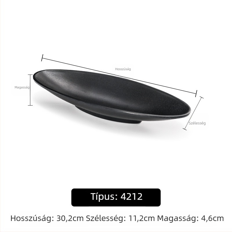 A5 melamintányér forró pothoz és grillhez, téglalap alakú, fekete, műanyag porcelán-imitáció, kereskedelmi használatra