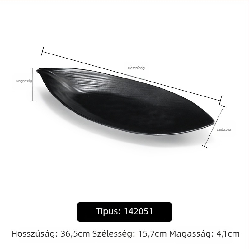 A5 melamintányér forró pothoz és grillhez, téglalap alakú, fekete, műanyag porcelán-imitáció, kereskedelmi használatra