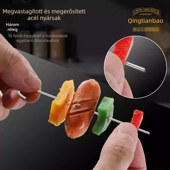 Rozsdamentes acélból készített air fryer grill nyárs tartó, két szintes, multifunkcionális konyhai eszköz