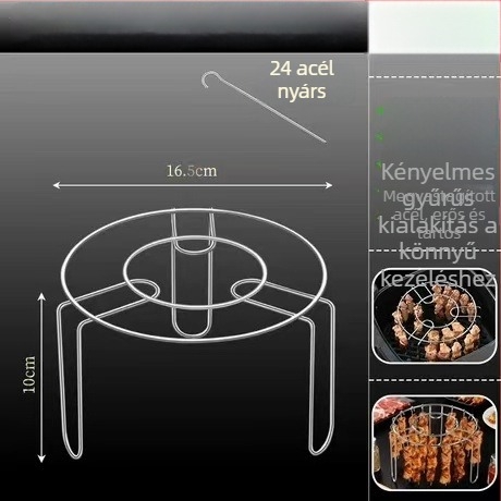 Rozsdamentes acélból készített air fryer grill nyárs tartó, két szintes, multifunkcionális konyhai eszköz