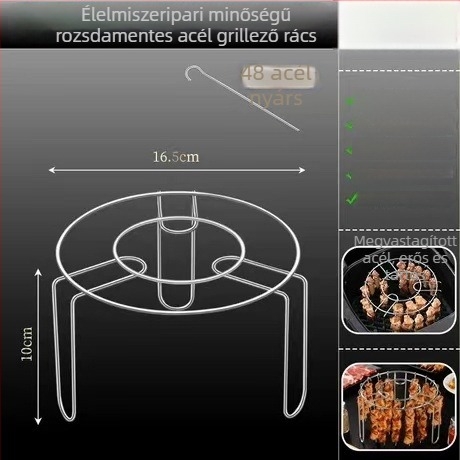 Rozsdamentes acélból készített air fryer grill nyárs tartó, két szintes, multifunkcionális konyhai eszköz