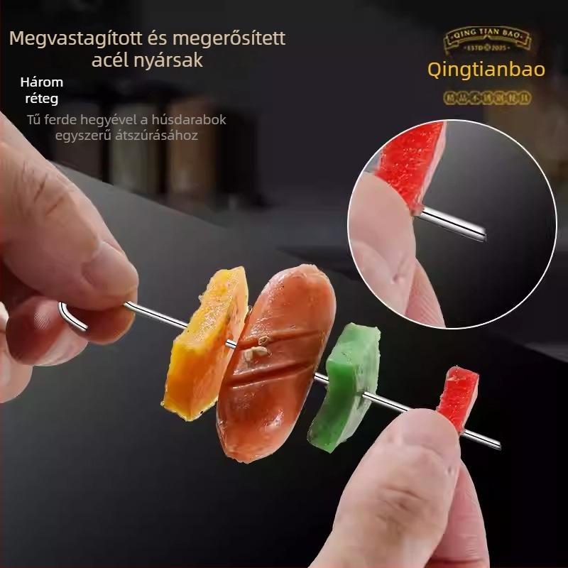 Rozsdamentes acélból készített air fryer grill nyárs tartó, két szintes, multifunkcionális konyhai eszköz