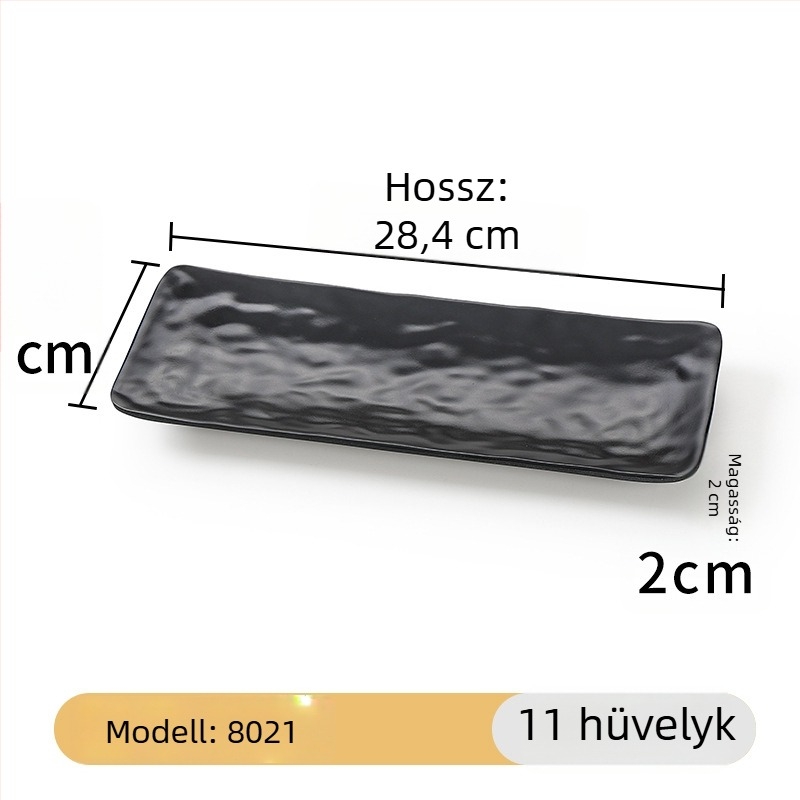 Melamin fekete, téglalap alakú hosszú tál a tálaláshoz