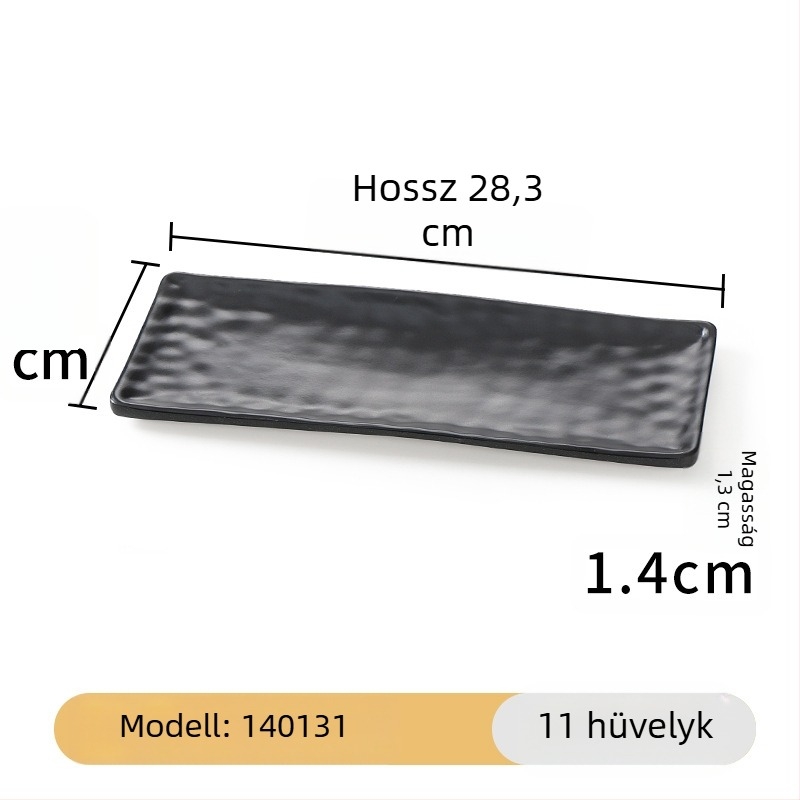 Melamin fekete, téglalap alakú hosszú tál a tálaláshoz