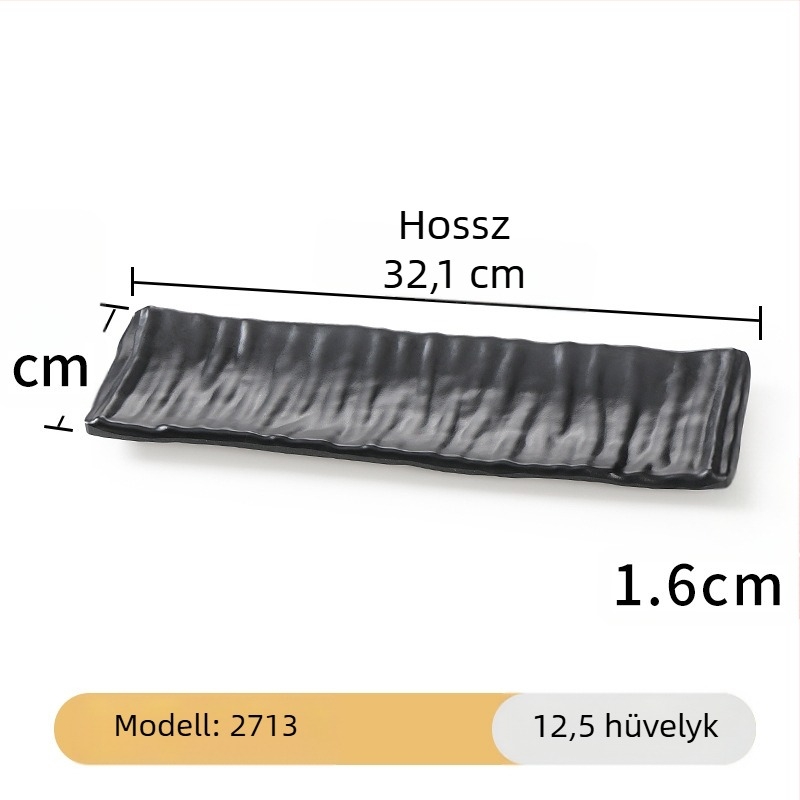 Melamin fekete, téglalap alakú hosszú tál a tálaláshoz