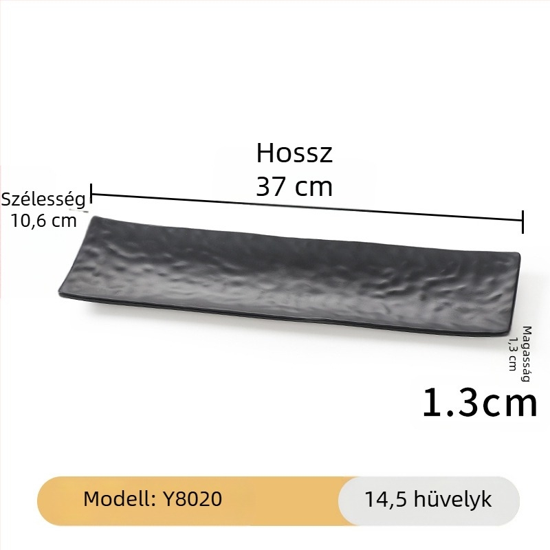 Melamin fekete, téglalap alakú hosszú tál a tálaláshoz