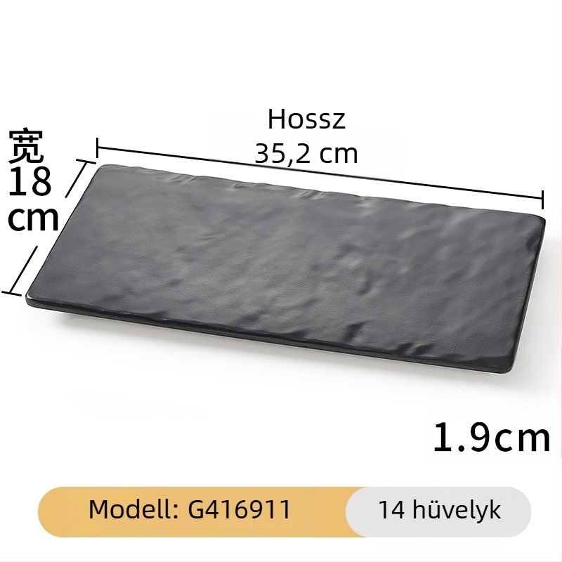 Melamin fekete, téglalap alakú hosszú tál a tálaláshoz