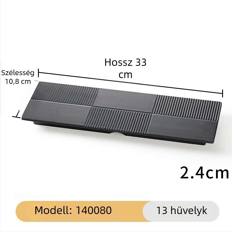 Melamin fekete, téglalap alakú hosszú tál a tálaláshoz
