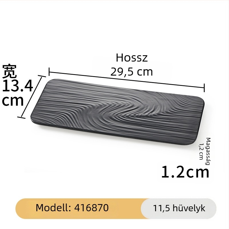 Melamin fekete, téglalap alakú hosszú tál a tálaláshoz