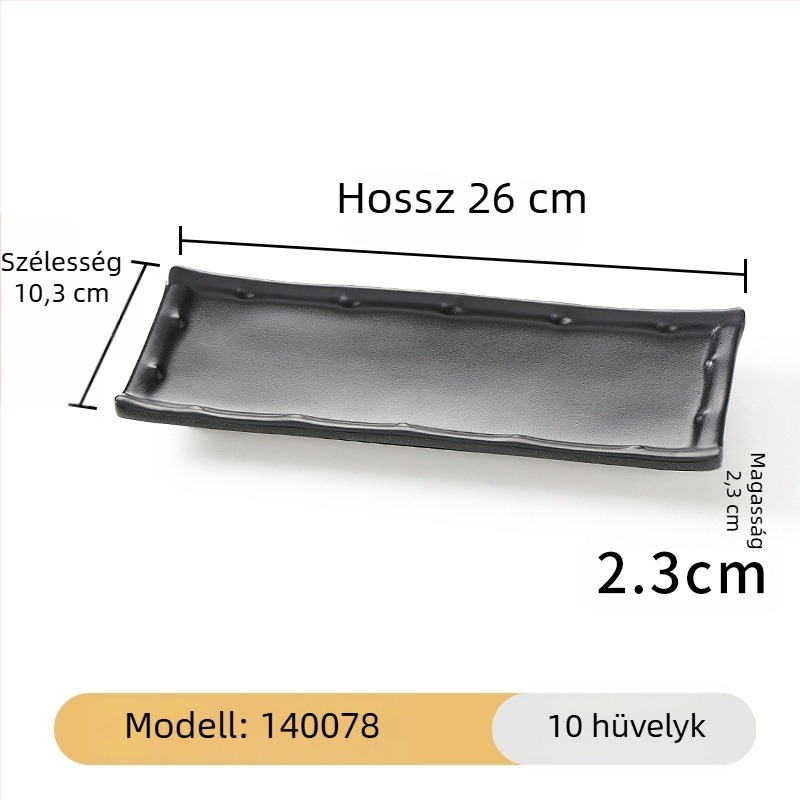 Melamin fekete, téglalap alakú hosszú tál a tálaláshoz