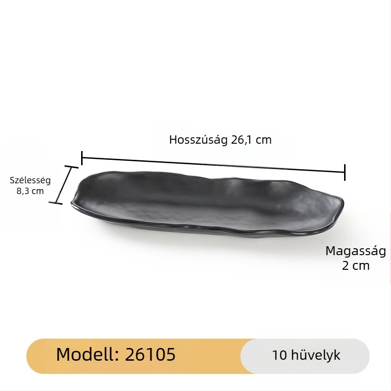 Melamin fekete, téglalap alakú hosszú tál a tálaláshoz