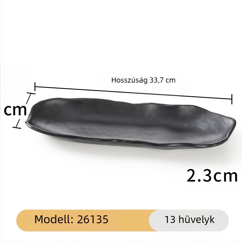 Melamin fekete, téglalap alakú hosszú tál a tálaláshoz