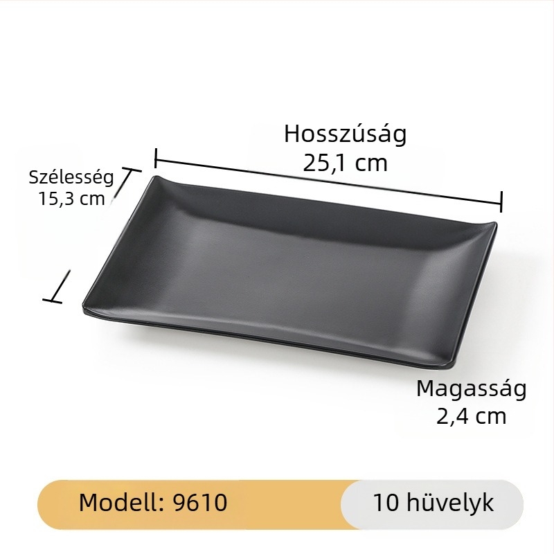 Melamin fekete, téglalap alakú hosszú tál a tálaláshoz
