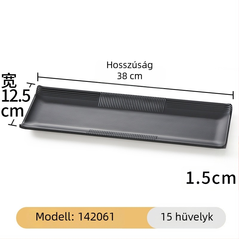 Melamin fekete, téglalap alakú hosszú tál a tálaláshoz