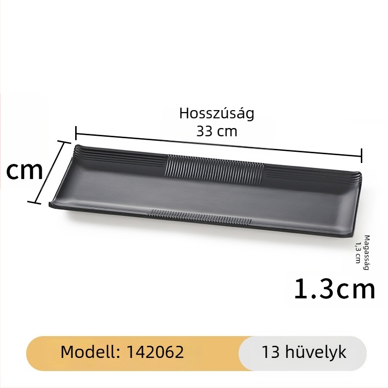 Melamin fekete, téglalap alakú hosszú tál a tálaláshoz