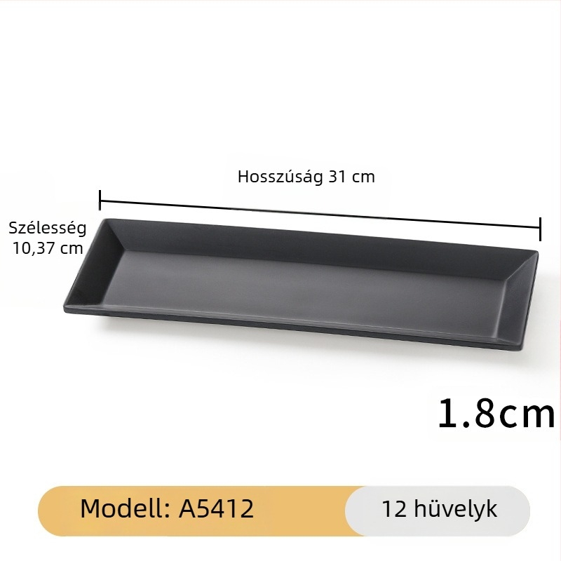 Melamin fekete, téglalap alakú hosszú tál a tálaláshoz