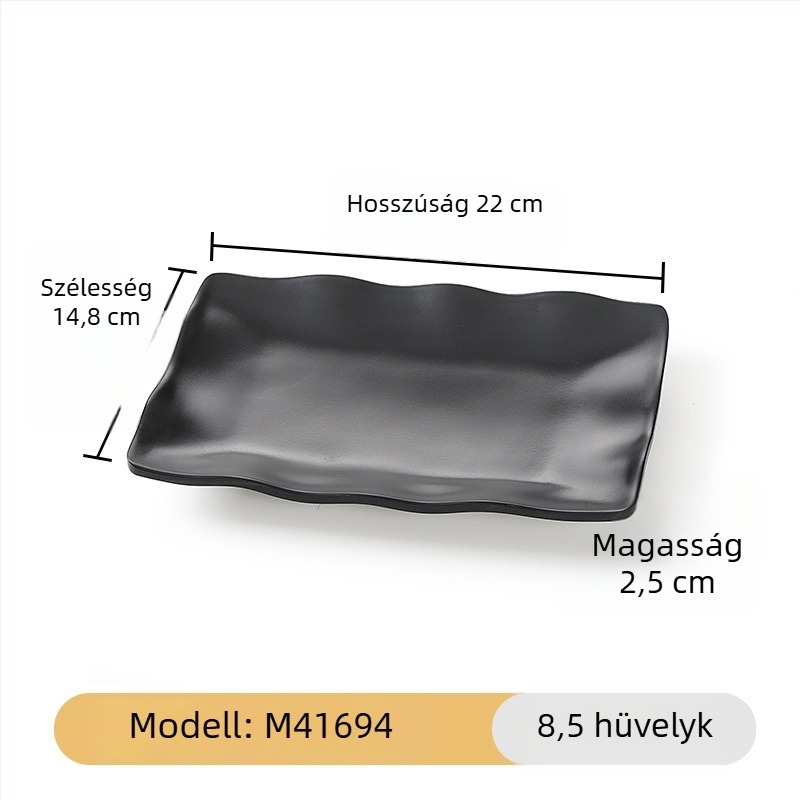 Melamin fekete, téglalap alakú hosszú tál a tálaláshoz