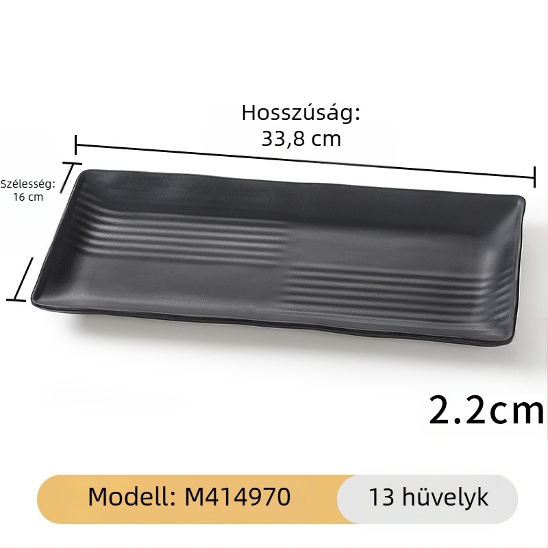 Melamin fekete, téglalap alakú hosszú tál a tálaláshoz