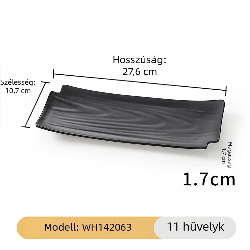 Melamin fekete, téglalap alakú hosszú tál a tálaláshoz