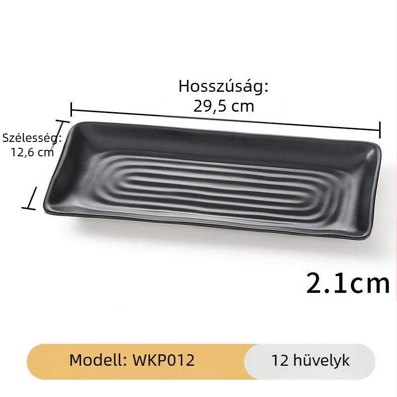Melamin fekete, téglalap alakú hosszú tál a tálaláshoz