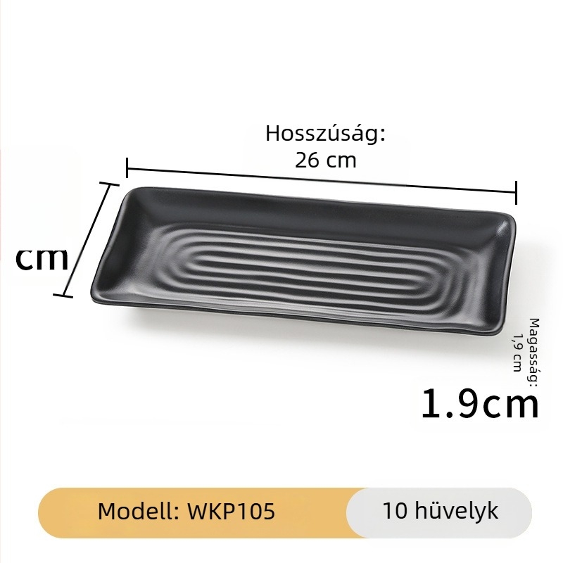 Melamin fekete, téglalap alakú hosszú tál a tálaláshoz