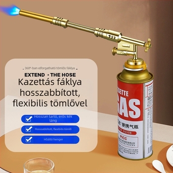 Új gyújtópisztoly típusú gázégőhöz hosszú tömlővel – hordozható kempingezéshez és kültéri főzéshez