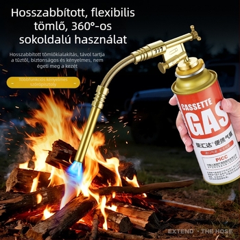 Új gyújtópisztoly típusú gázégőhöz hosszú tömlővel – hordozható kempingezéshez és kültéri főzéshez