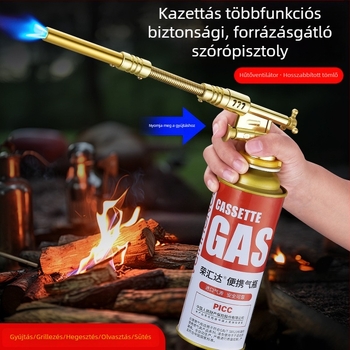 Új gyújtópisztoly típusú gázégőhöz hosszú tömlővel – hordozható kempingezéshez és kültéri főzéshez