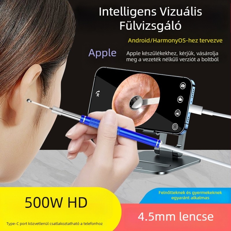 Fényes fültisztító vizuális eszköz, HD felbontású, intelligens, vezetékes vizuális rendszer