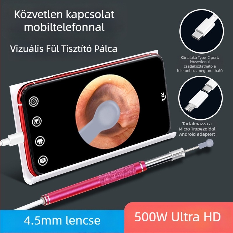 Fényes fültisztító vizuális eszköz, HD felbontású, intelligens, vezetékes vizuális rendszer