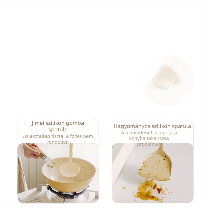 Szilikon gomba spatula hosszú nyéllel, fa nyél, tapadásmentes, élelmiszerbiztonságú, magas hőállóságú