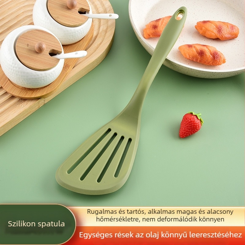Lixuan szilikon spatula a sütéshez, hőálló, tapadásmentes, üreges kialakítású az olajszűrésére, a serpenyő védelmére