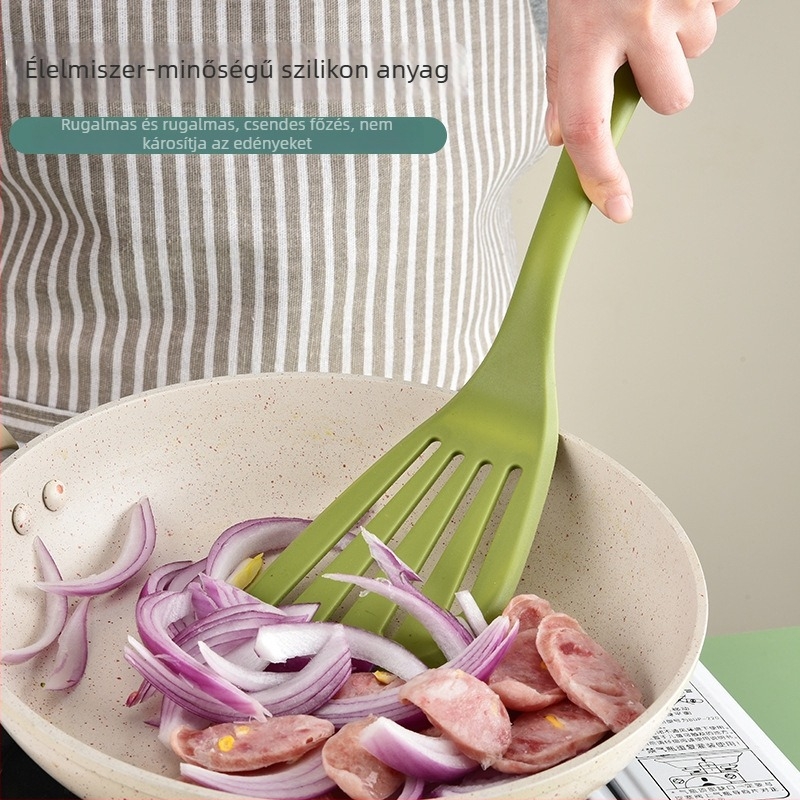 Lixuan szilikon spatula a sütéshez, hőálló, tapadásmentes, üreges kialakítású az olajszűrésére, a serpenyő védelmére