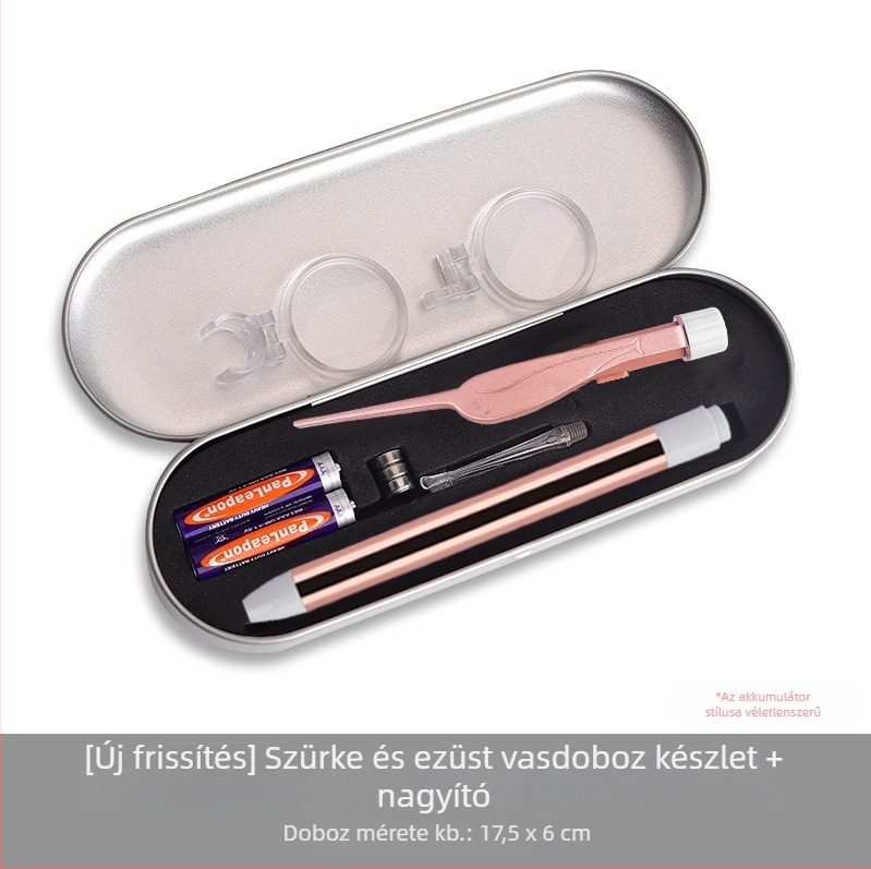 Világító USB-töltésű fültisztító kanálkészlet nagyítóval gyerekeknek