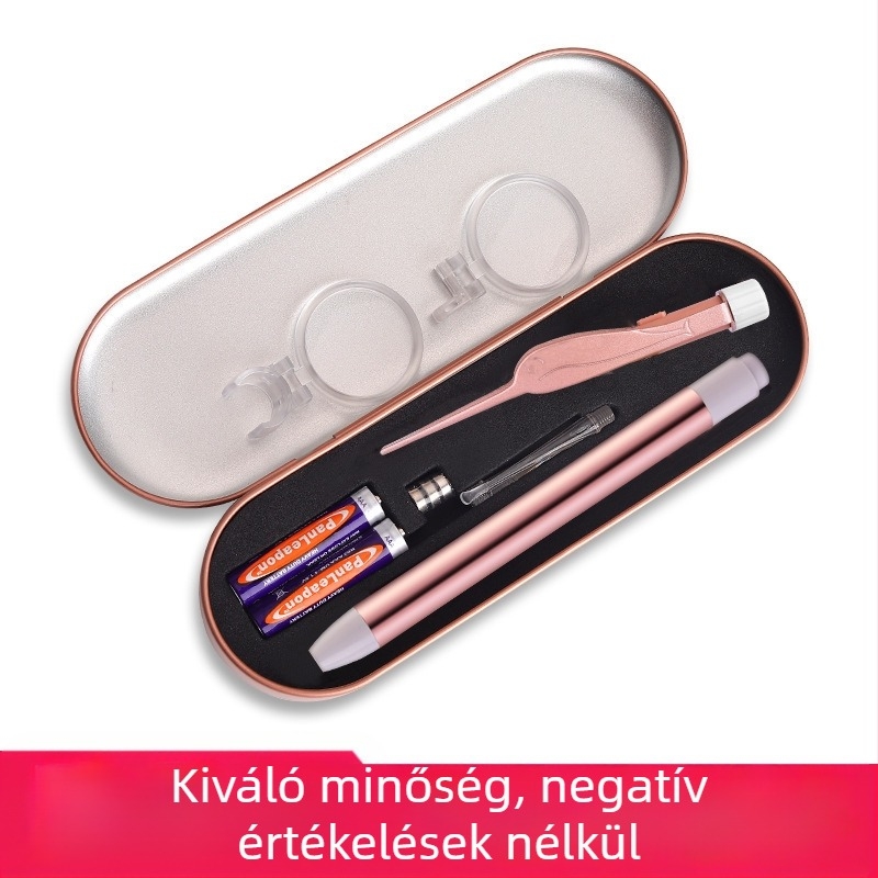 Világító USB-töltésű fültisztító kanálkészlet nagyítóval gyerekeknek