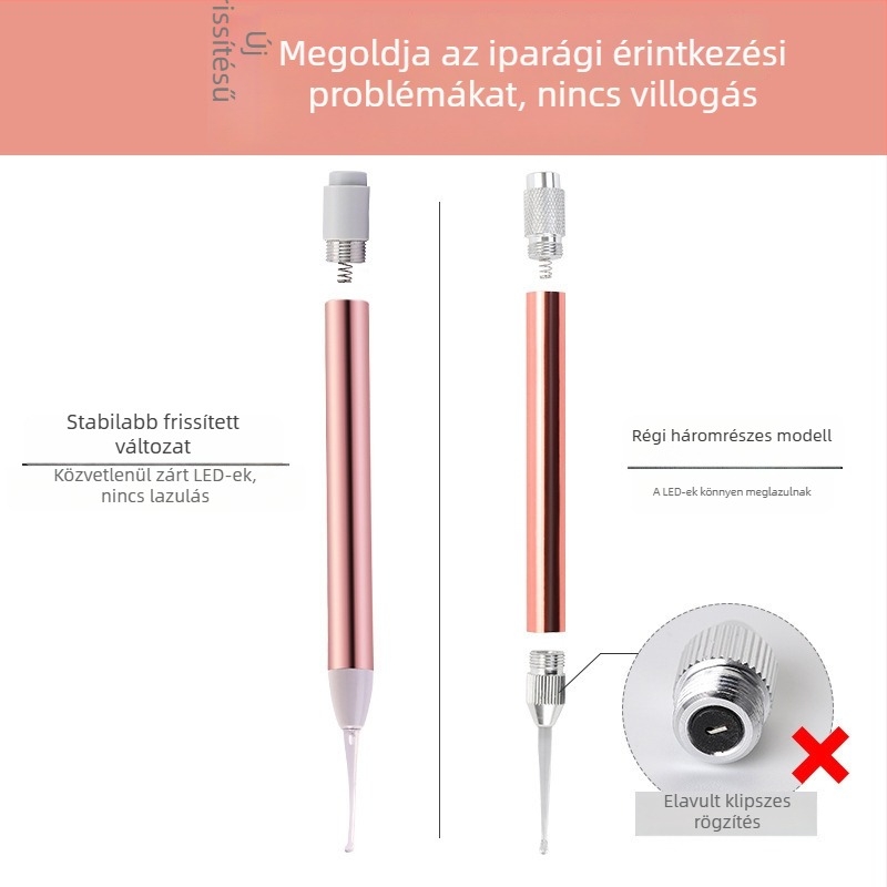 Világító USB-töltésű fültisztító kanálkészlet nagyítóval gyerekeknek