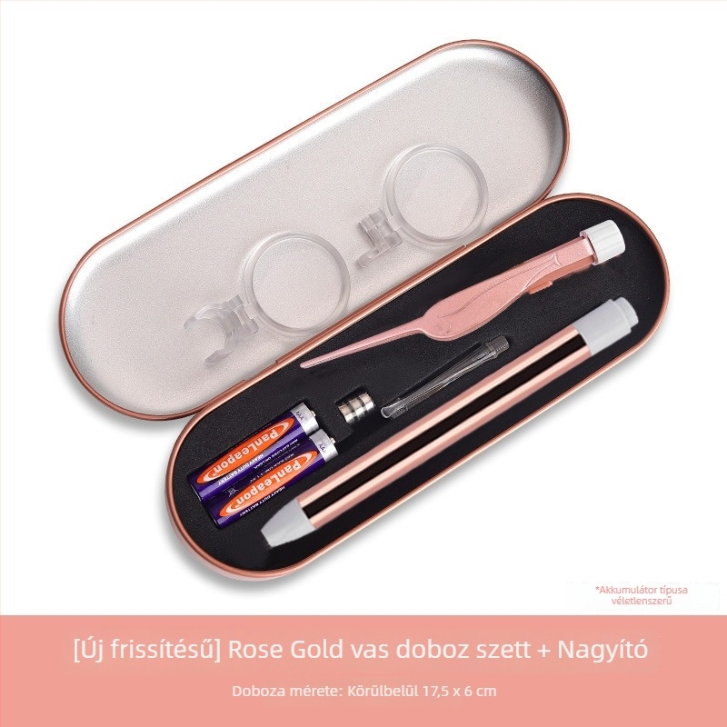 Világító USB-töltésű fültisztító kanálkészlet nagyítóval gyerekeknek