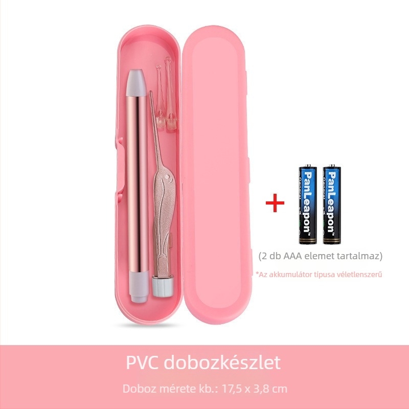 Világító USB-töltésű fültisztító kanálkészlet nagyítóval gyerekeknek