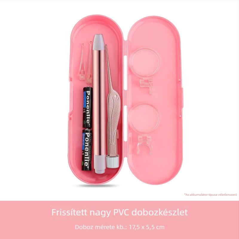 Világító USB-töltésű fültisztító kanálkészlet nagyítóval gyerekeknek