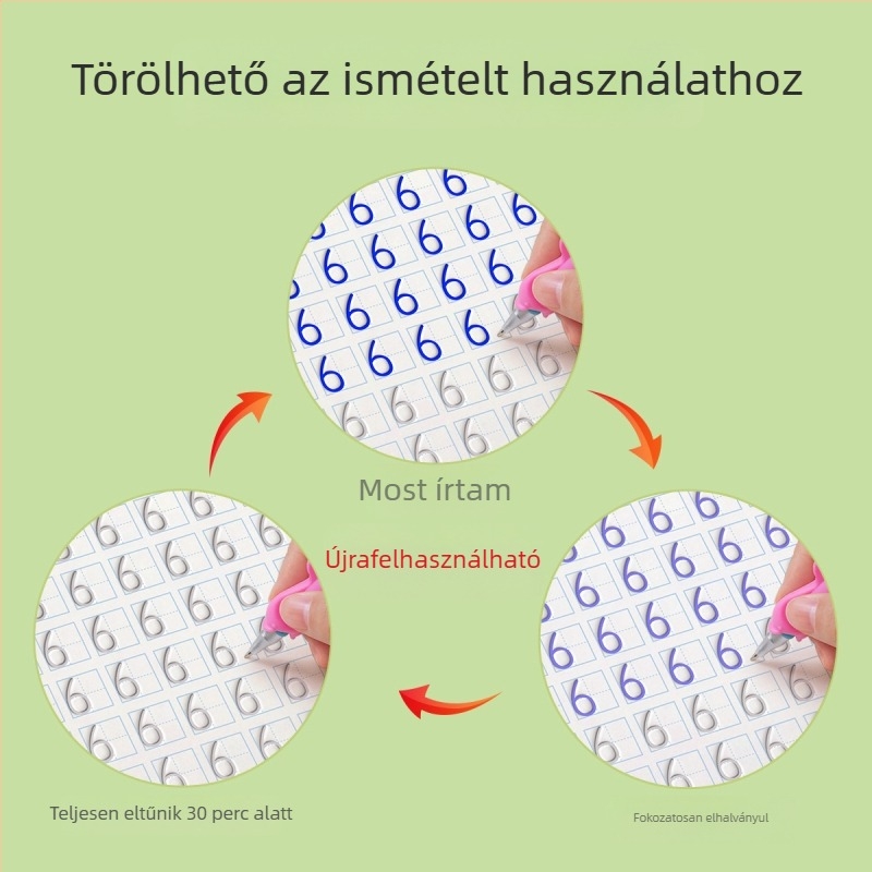 Óvodásoknak szóló írásgyakorló füzet barázdált tollvezetés-edzéssel és betűk másolására